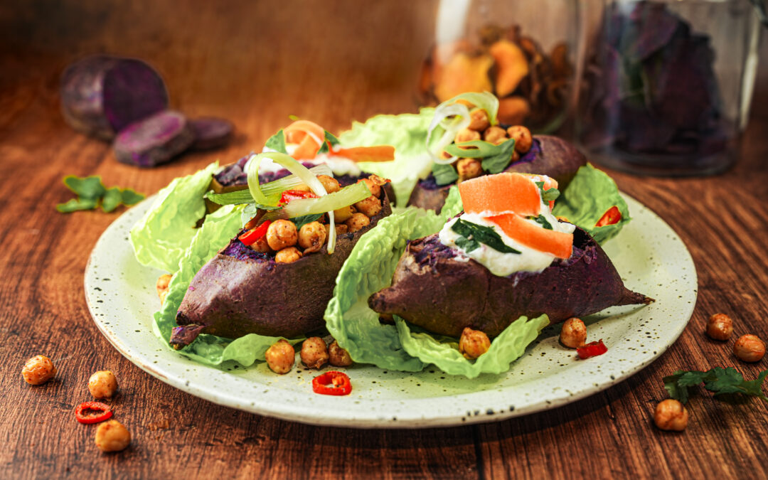 Loaded Baked Purple Sweetpotatoes